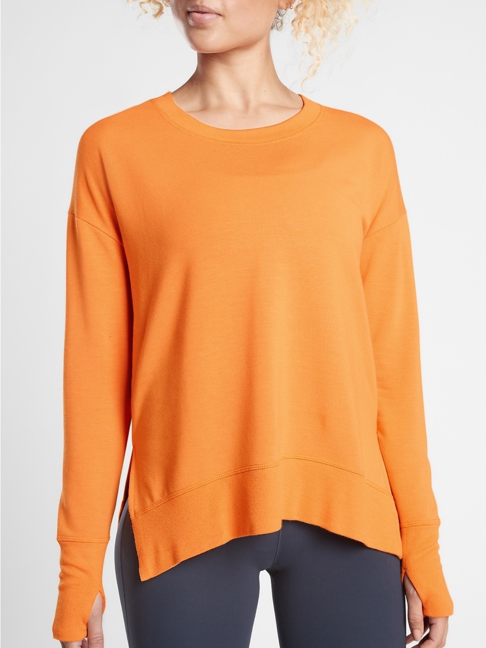 NWT Athleta Coaster Luxe Sweatshirt w/ Thumbholes hold sleeve Burnt Orange